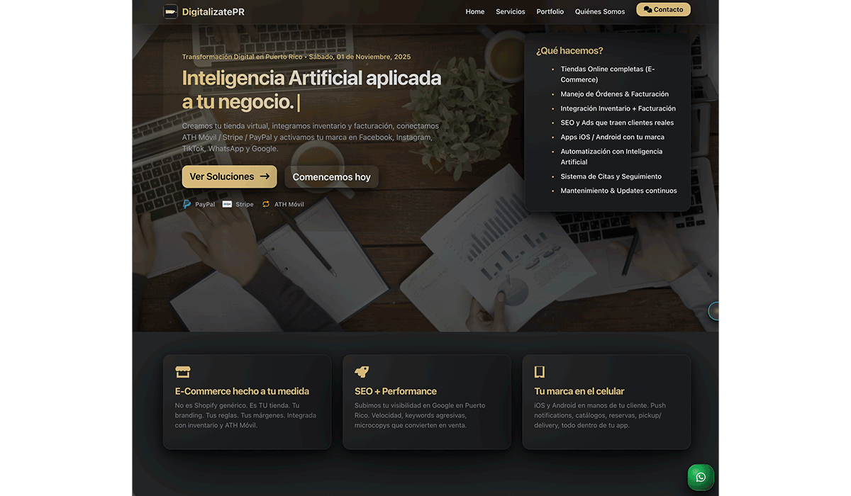 DigitalizatePR.com — Manejo de redes sociales, diseño de marca y desarrollo de apps móviles iOS/Android en Puerto Rico. Jueves, 19 de Marzo, 2026.